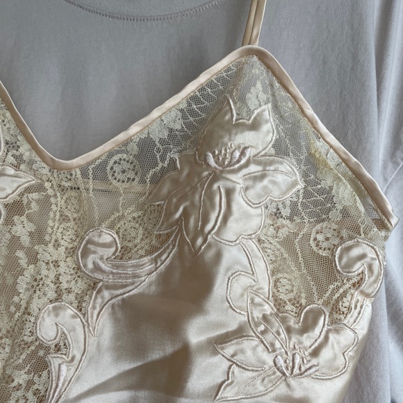 Vintage Silky Satin Lace Embellished Appliqué Net Lace Camisole S / M - Picture 7 of 7